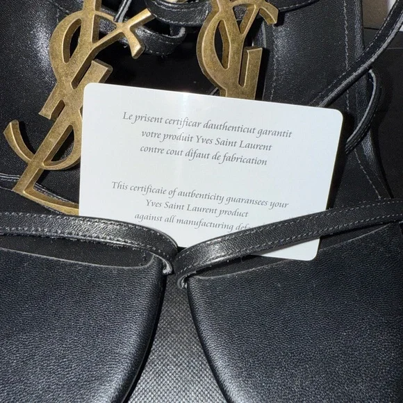 Yves Saint Laurent Black and Gold Heels with Stiletto Design - Picture 4 of 6